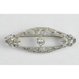 Antique 1920s Art Deco Platinum & Diamond Brooch