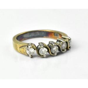 A Vintage 14ct White & Yellow Gold ‘s’-shaped Half Hoop Diamond Ring 0.50ct