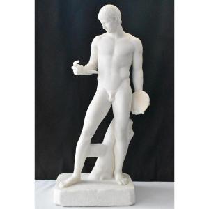 Large Antique Marble Statue "discophoros* 58cm Tall Circa Mid 19th Century