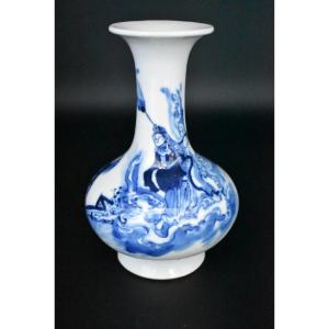 Chinese Blue And White Porcelain Bottle Vase With A Flaring Neck