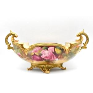 Antique Royal Worcester Hand Painted Boat Shaped Bowl Signed J. Southall Ca 1912