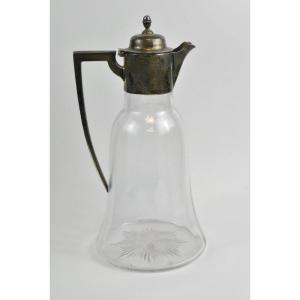 Art Nouveau Glass Decanter Known As A Claret Jug, With Silver Fittings