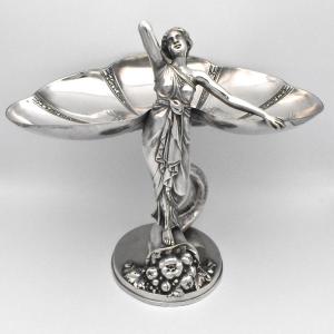 Wmf Art Nouveau Figural Silver Plated Centrepiece Or Visiting Card Tray C.1900