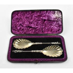 Pair Of English Sterling Silver Apostle Spoon Set - London 1889 By Edward Hutton