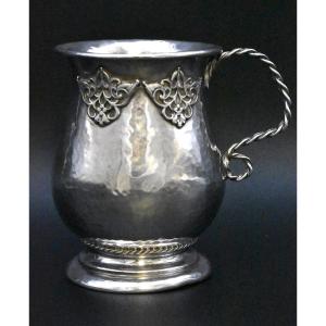 Arts & Crafts Sterling Silver Hammered Mug By S. Blanckensee & Son, London 1919