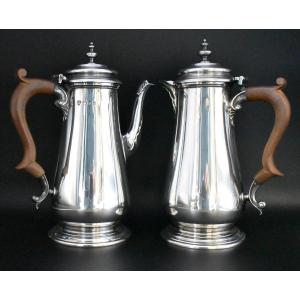 C J Vander Ltd Solid Silver Matching Coffee Pot & Hot Water Jug Hm London 1976