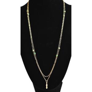 Antique Victorian Trombone Link 15ct Gold Very Long Guard Chain 78cm Turquoise