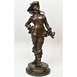 Antique French Edouard Drouot Bronze Statue Sculpture 'le Bretteur' Musketeer