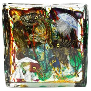 Large Murano Glass Aquarium Sculpture Fish Tank Sommerso Gino Cenedese C 1960's