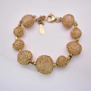 Orlando Orlandini 18k Gold Arianna Wire Sphere Bracelet Italian 23g