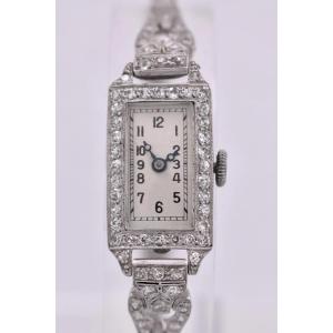 Art Deco Platinum Diamond Cocktail Watch 2.00ct Swiss Jewelled Lever C1930