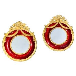 Pair Of Napoleon III Gilt Bronze And Enamel Picture Frames, Circa 1840