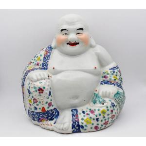 Zhu Mao Ji Chinese Famille Rose Porcelain Laughing Buddha Budai Figure 20th C