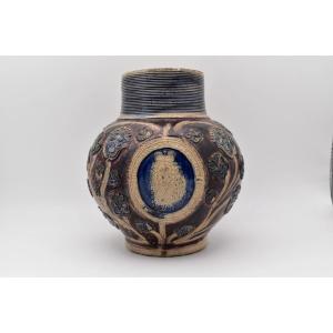 Rare Antique William III Period Royal Portrait Westerwald Stoneware Jug Ca 1700”