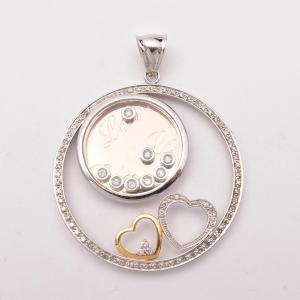 18k White Rose Gold Diamond Love Hearts Pendant 79 Stones 0.50ct Modern 38mm Dia