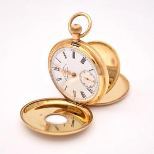 18k Gold Zenith Favre-leuba & Co Half Hunter Pocket Watch 1922 62.2g 43mm