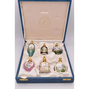 Lynton Porcelain Scent Bottle Set Stefan Nowacki Signed Hand Painted Boxed 6pc