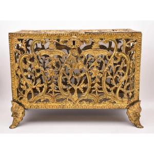 Early 19th Century French Gilt Bronze Ormolu Pierced Jewelry Casket Box