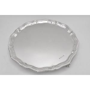 Antique George V Sterling Silver Circular Salver Sheffield 1918 Asprey