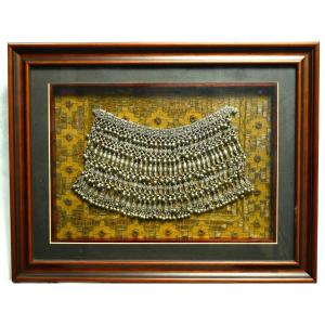 Antique Yemeni Bedouin Labbeh Silver Bib Necklace Traditional Tribal Jewelry