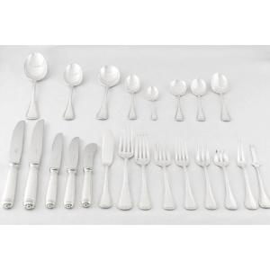 A Monumental 238 Piece Christofle Malmaison Silver Plate Flatware Service France