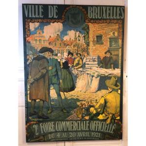 Poster 2nd Commercial Fair Of Brussels After F Toussiant 1921