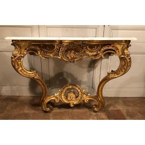 Louis XV Console In Golden Wood, Eighteenth Century Period