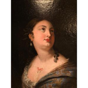 Oil On Canvas Portrait Of Lady Louis XIV Quality