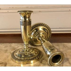 Pair Of Empire Bronze Candlesticks