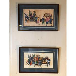 Two Paintings On Silk China Around 1900