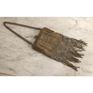 Art-deco Evening Bag In Glass Beads Circa 1920