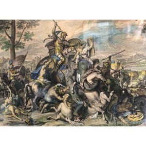After Lebrun For The Cabinet Of Louis XIV "alexandre And Porus" Pair Of Engravings By Audran