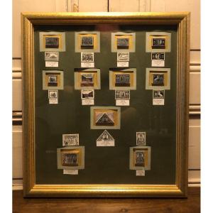 11 Carved Wooden Stamp Printing Dies In Display Case