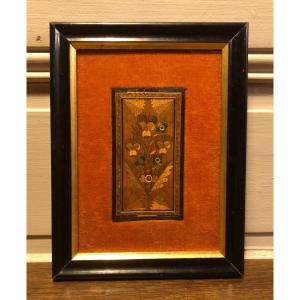 Miniature "bouquet Of Flowers" In Straw Marquetry