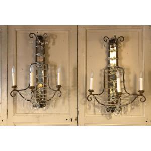 Large Pair Of Italian Appliques With Laces And Tassels