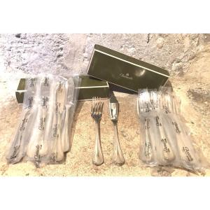 12 Christofle Spatour Fish Cutlery Sets 