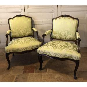 Pair Of Louis XV Armchairs, 18th Century 
