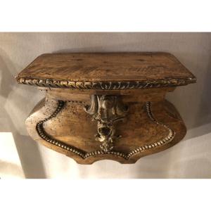 Louis XV Wall Console In Waxed And Gilded Wood, 18th Century 