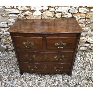 Louis XIV Curved Chest Of Drawers In Walnut, 18th Century 