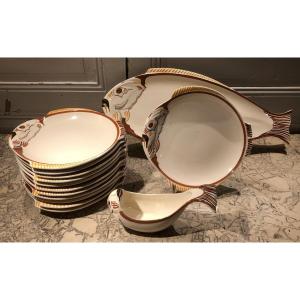 Henriot Quimper 14-piece Fish Set