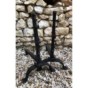 Pair Of Wrought Iron Andirons/fire Dogs, 17th Century