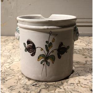 Earthenware Glass Cooler With Floral Decoration, 18th Century 