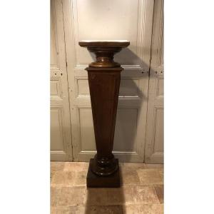 Louis XIV Style Side Table In Walnut And Marble, 19th Century 