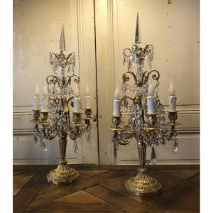 Pair Of Louis XVI Style Gilt Bronze Candelabra, 19th Century