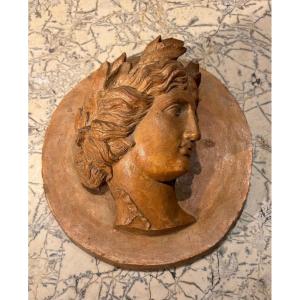 Terracotta Profile Medallion Of Apollo