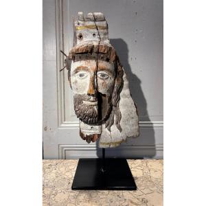 Head Of Christ With Outrages In Polychrome Wood Late 16th/early 17th Century