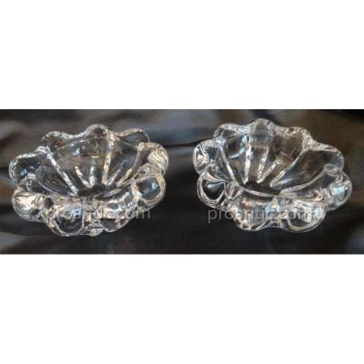Pair Of Saltcellars Daum Crystal