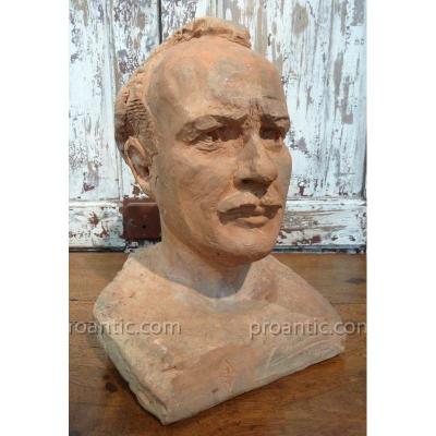 Man's Bust In Terracotta 1942