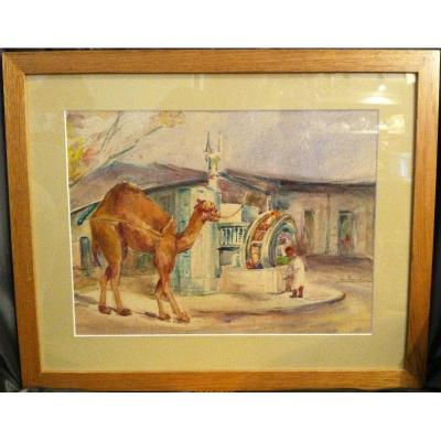 Pair Of Watercolor Orientalist Signed By L. Faucheur