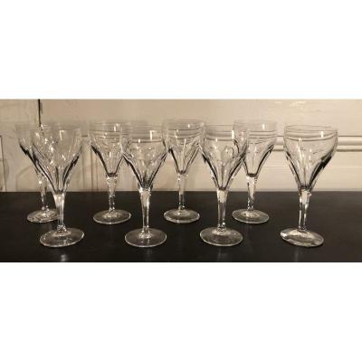 Suite Of 8 Crystal Wine Glasses Bristol Model From Saint Louis